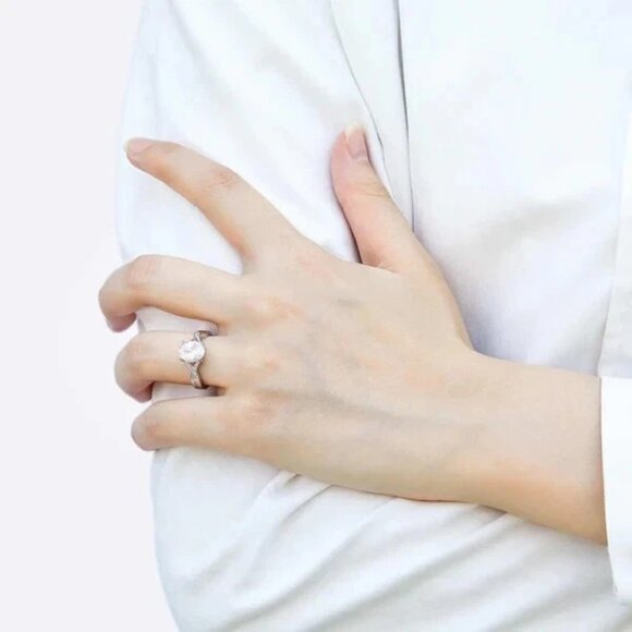 IRAMAT 2Ct Cubic Zirconia Engagement Ring | 925 Sterling Silver Solitaire Band | - Picture 2 of 5